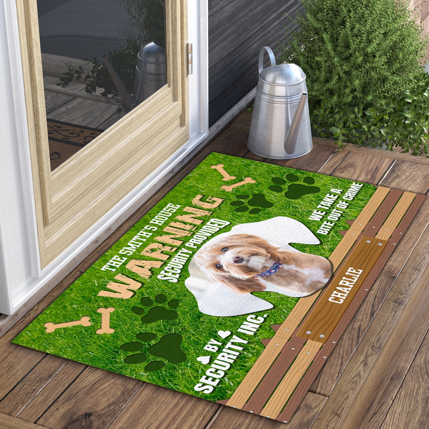 6KT. Warning Security Provided Dog (Sample Design) Doormat mockup 3