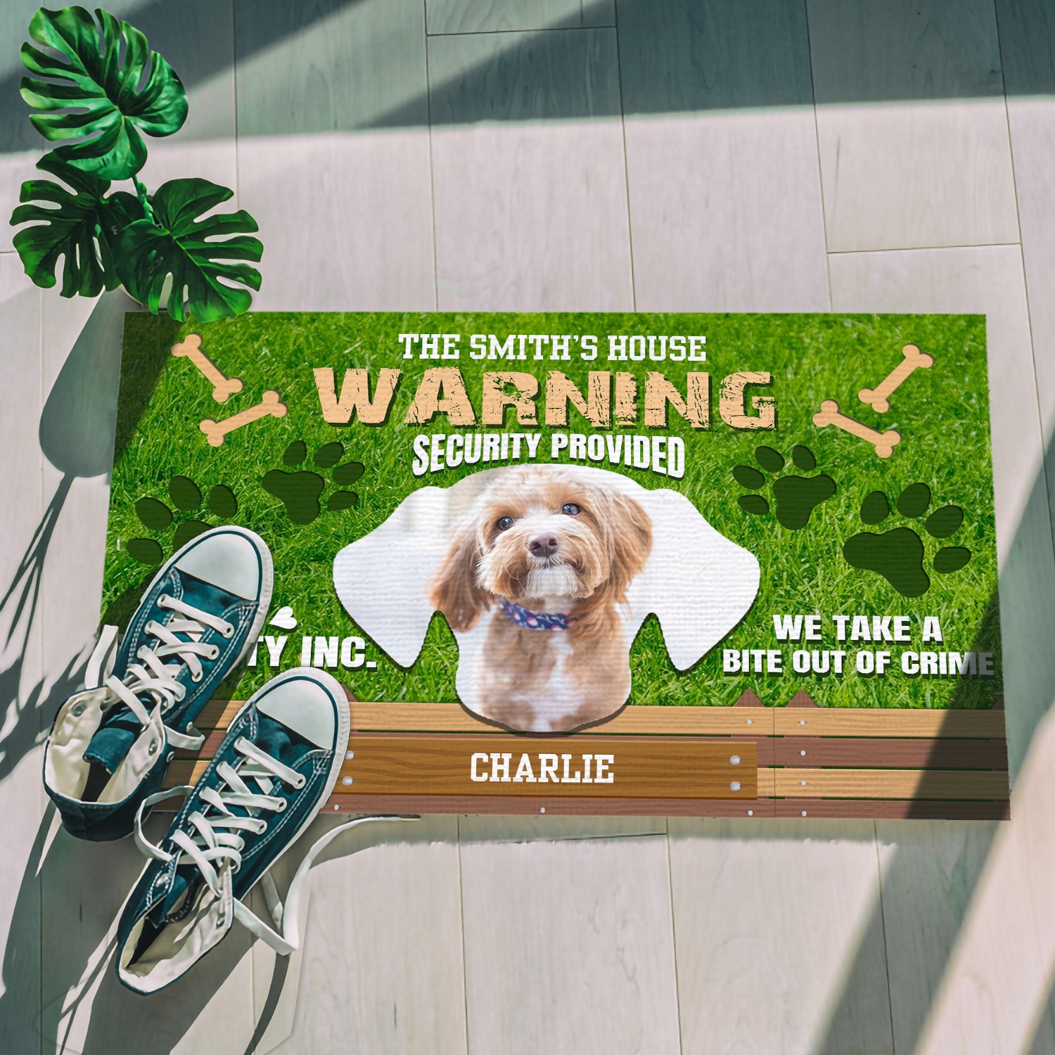 6KT. Warning Security Provided Dog (Sample Design) Doormat mockup 5