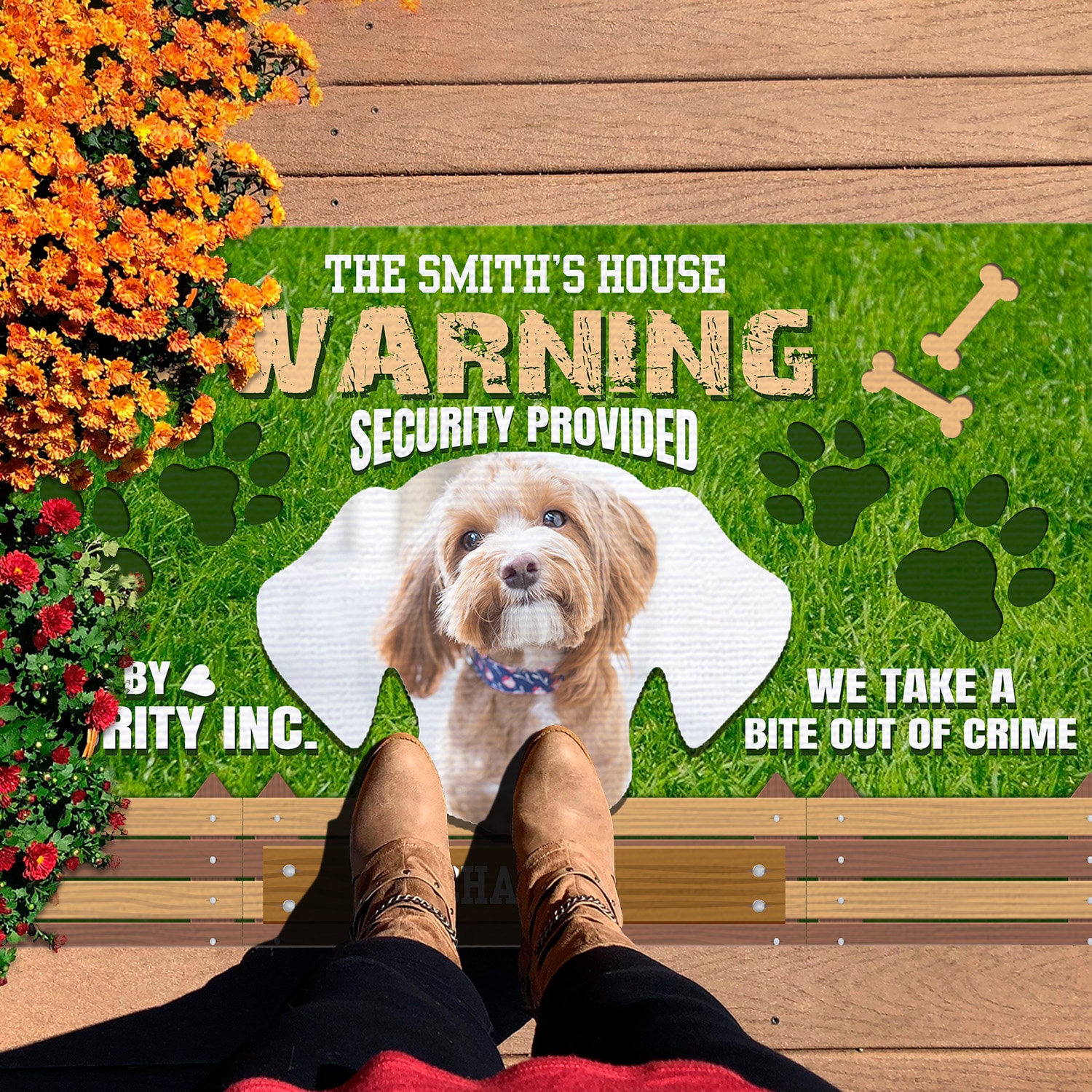6KT. Warning Security Provided Dog (Sample Design) Doormat mockup 7