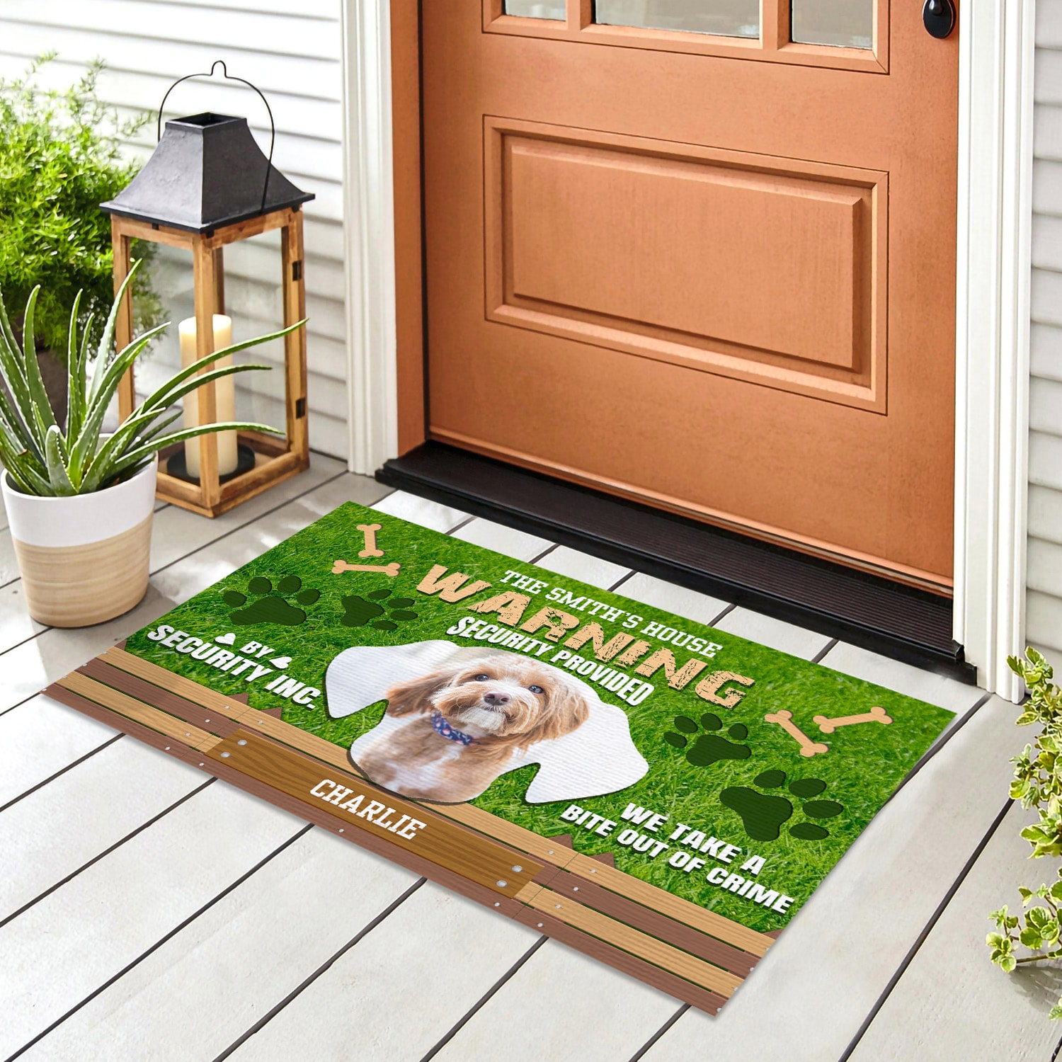 6KT. Warning Security Provided Dog (Sample Design) Doormat mockup 8