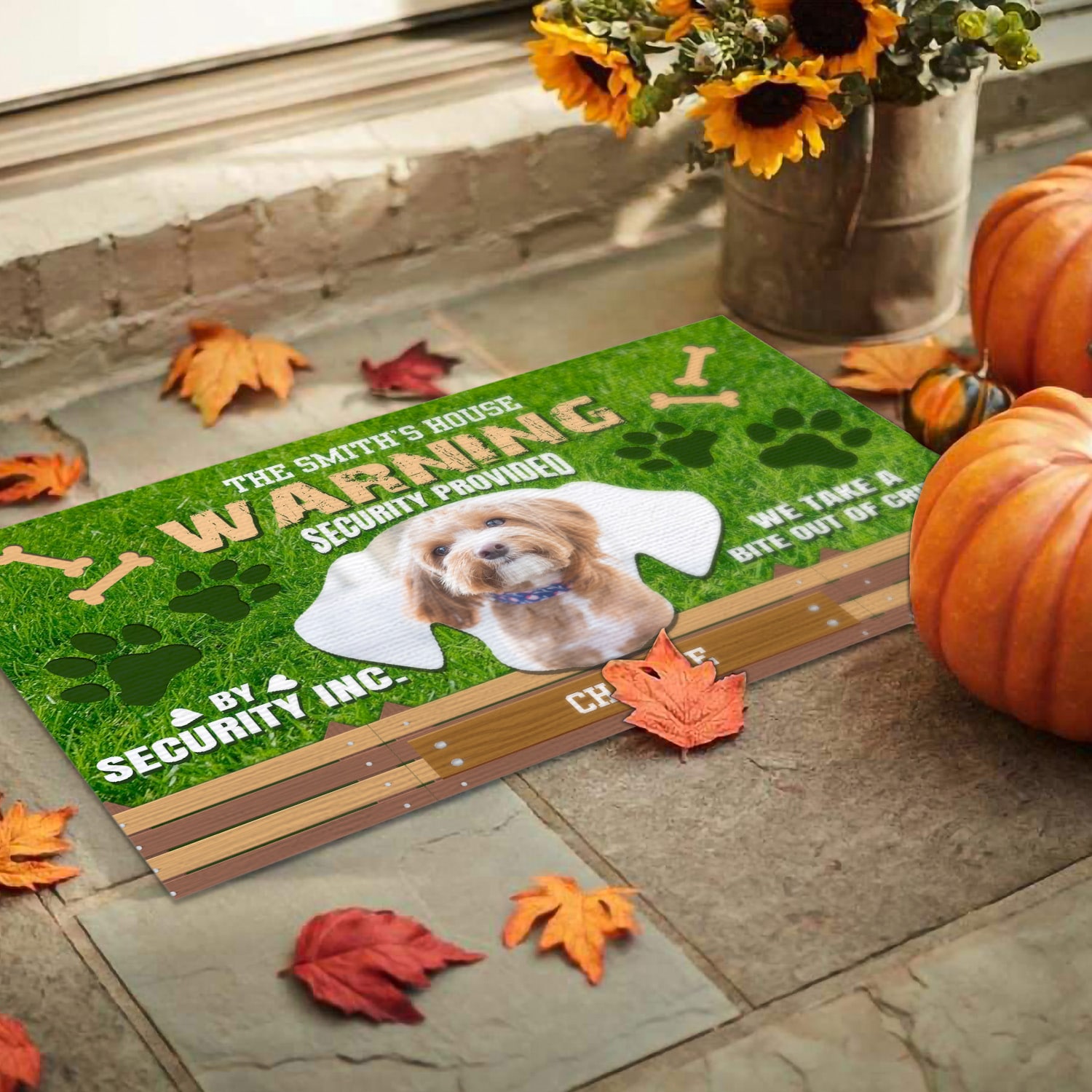 6KT. Warning Security Provided Dog (Sample Design) Doormat mockup 9