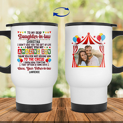 14 oz. White Travel Mug
