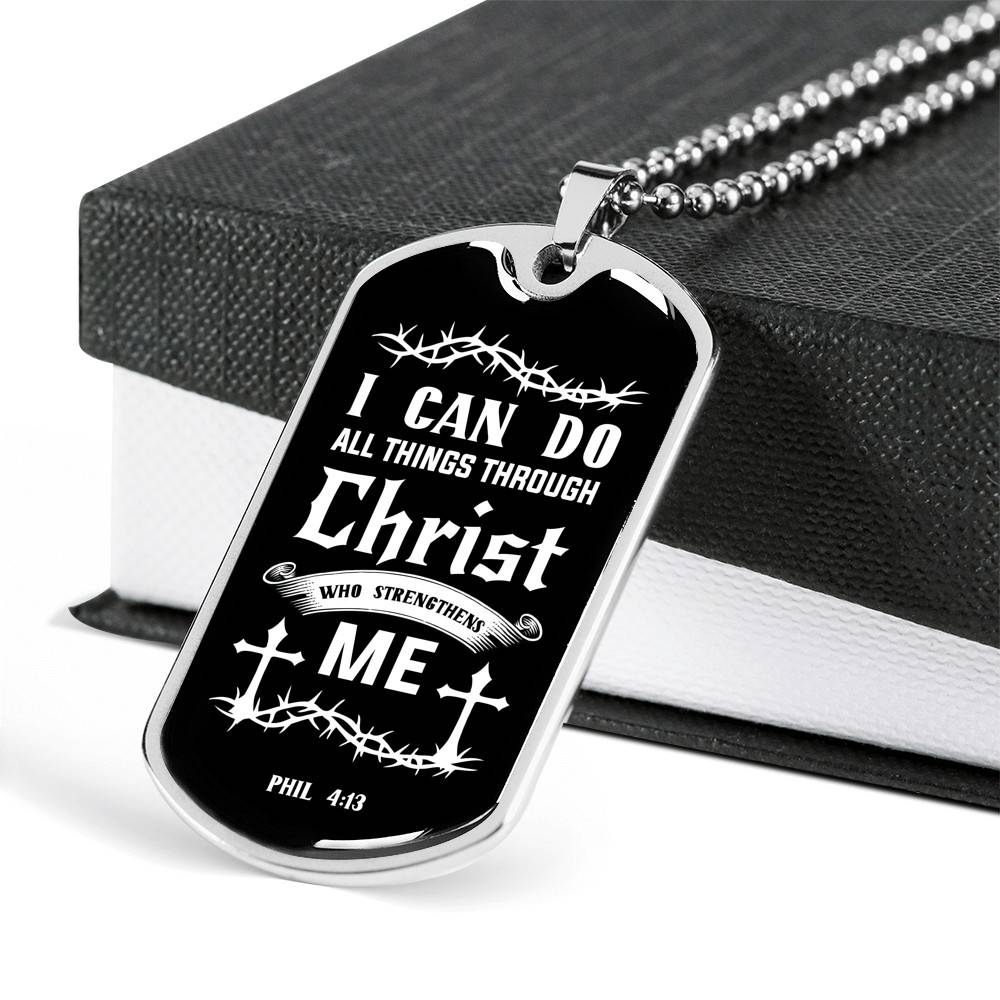 Jesus Christ I Can Do All Things Through Christ Who Strengthens Me Phil 4 13 Faith Dog Tag Pendant Necklace