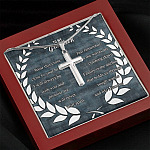 To My Grandson Wear This Cross Close to Your Heart I Will Always Be With You Artisan Crafted Cross Necklace