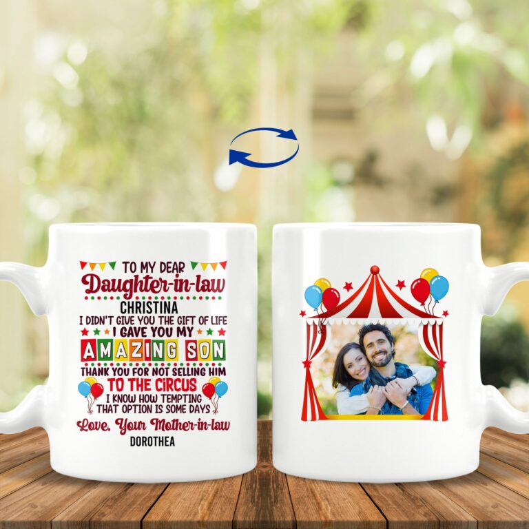 Custom Daughter In Law Circus Mug Personalized Photo To My Dearest Daughter In Law Cubebik