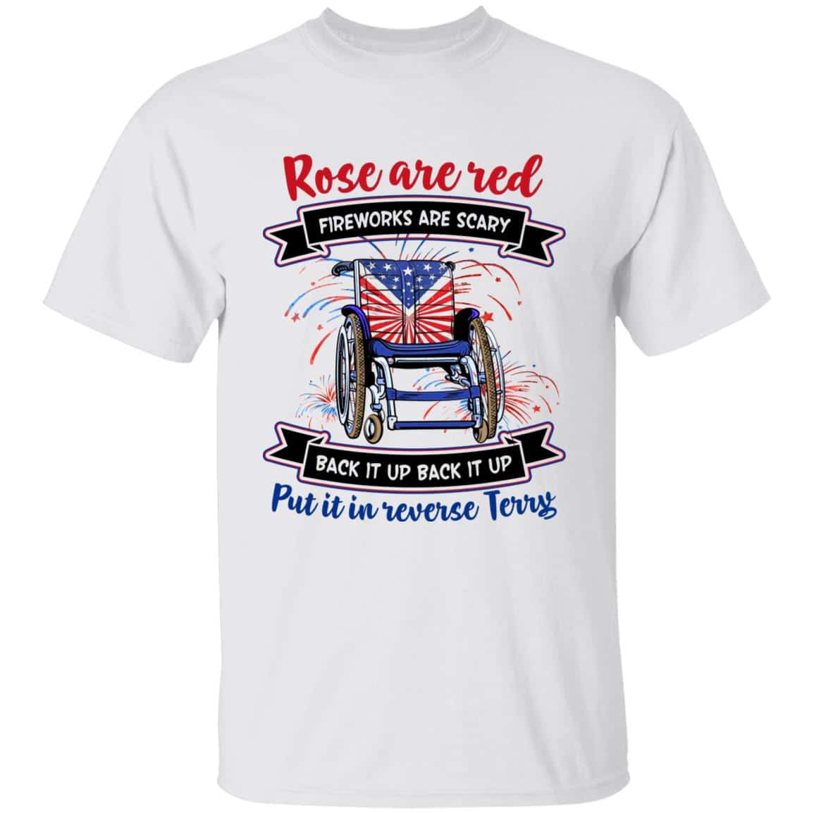 Roses Are Red Fireworks, White, Unisex T-Shirt