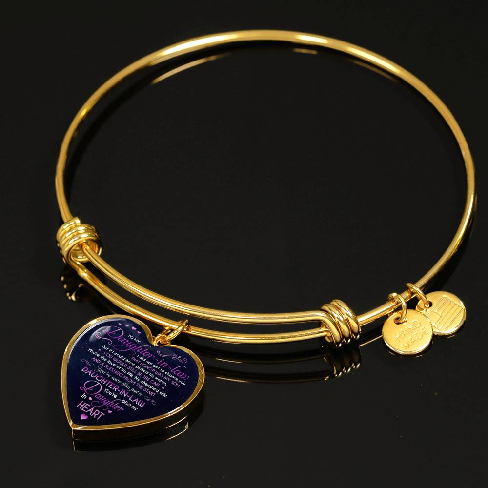 To My Daughter In Law You're Also My Daughter In Heart Heart Pendant Necklace-Bangle