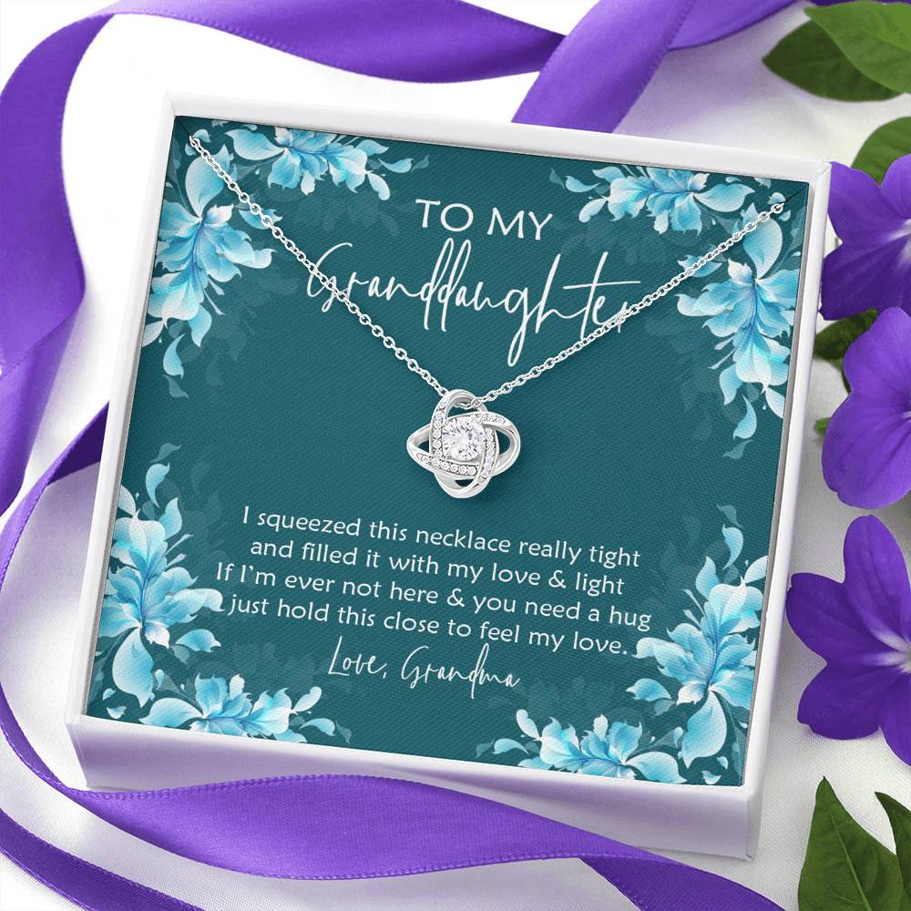 To My Granddaughter I Squeezed This Necklace Really Tight and Filled It with Love Love Knot Pendant Necklace