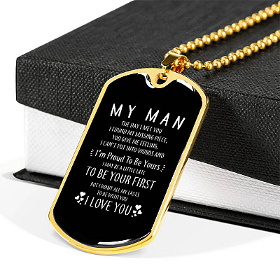 To My Man the Day I Meet You I Found My Missing Piece I Love You Dog Tag Pendant Necklace