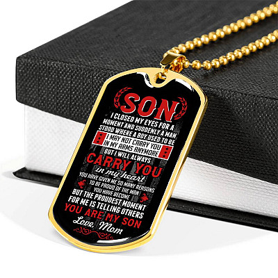 Son I Closed My Eyes For A Moment And Suddenly A Man Stood Where A Boy Used To Be From Mom Dog Tag Pendant Necklace