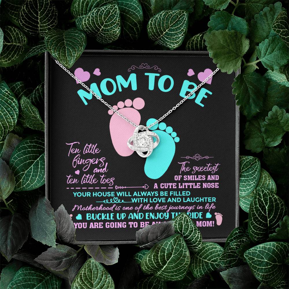 Mom To Be Ten Little Fingers And Ten Little Toes New Mom Love Knot Pendant Necklace