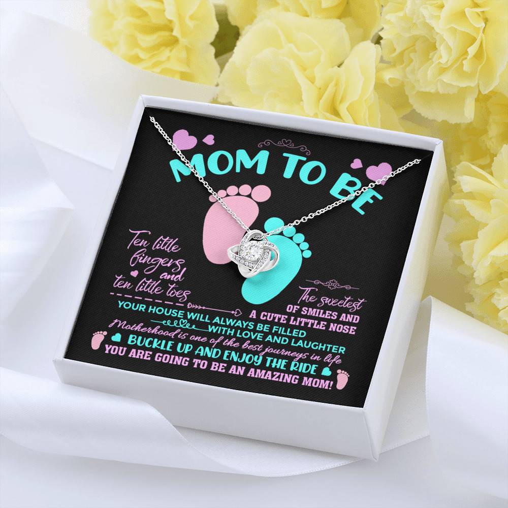 Mom To Be Ten Little Fingers And Ten Little Toes New Mom Love Knot Pendant Necklace