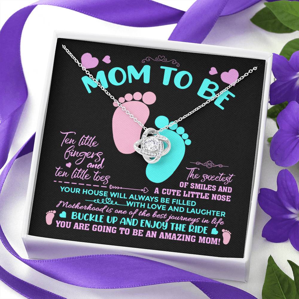 Mom To Be Ten Little Fingers And Ten Little Toes New Mom Love Knot Pendant Necklace