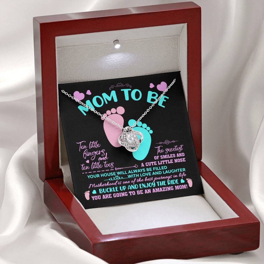 Mom To Be Ten Little Fingers And Ten Little Toes New Mom Love Knot Pendant Necklace