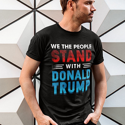 Alternative view of We The People Stand With Donald Trump T-Shirt - V-Neck Shirt
