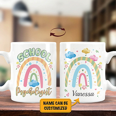 Alternative view of Personalized School Psychologist Double-Sided Ceramic Coffee Mug - Beer Stein - Water Bottle