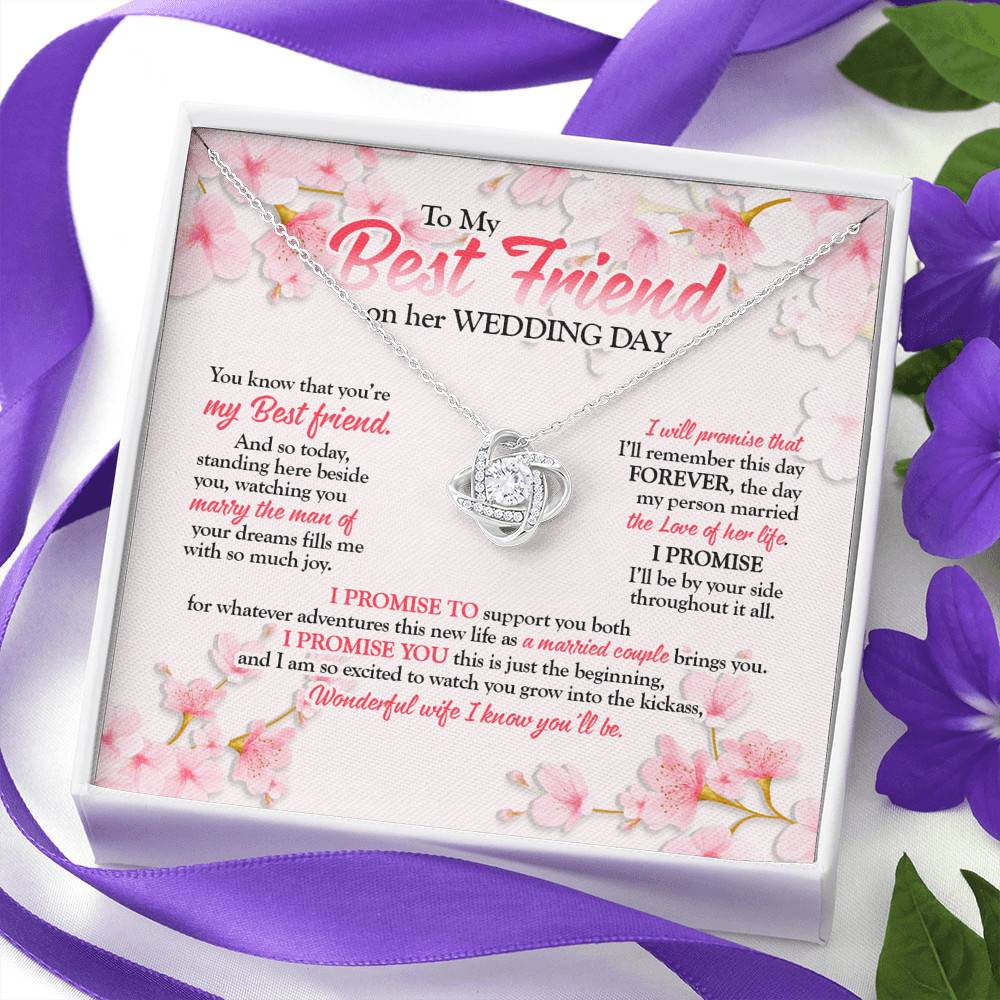 To My Best Friend On Her Wedding Day Love Knot Necklace - Friend To Bride Necklace - Wedding Gifts For Bride