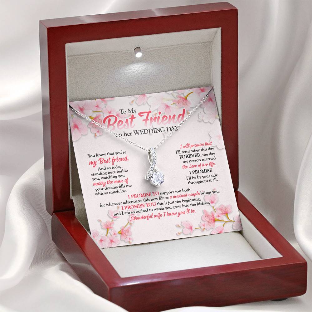 To My Best Friend On Her Wedding Day Friend To Bride Alluring Beauty Necklace - Wedding Gift For Bride