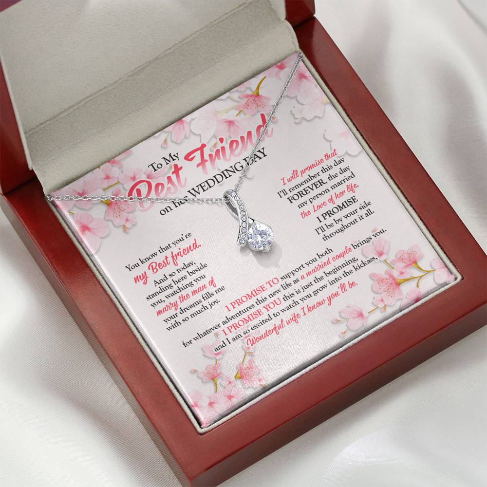 To My Best Friend On Her Wedding Day Friend To Bride Alluring Beauty Necklace - Wedding Gift For Bride