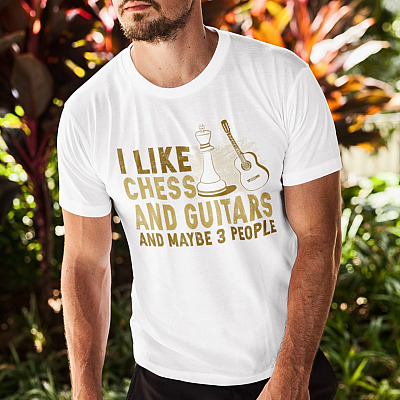 Alternative view of I Like Chess And Guitars And Maybe 3 People T-Shirt - V-Neck Shirt