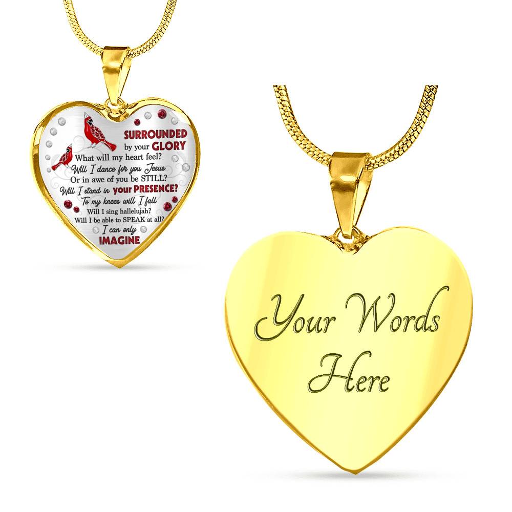Cardinal Surrounded By Your Glory What Will My Heart Feel Will I Dance For You Jesus Heart Pendant Necklace