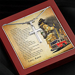 Personalized The Greatest Hero My Dad Firefighter Cross Pendant Necklace - Custom Gift For Firefighter Dad
