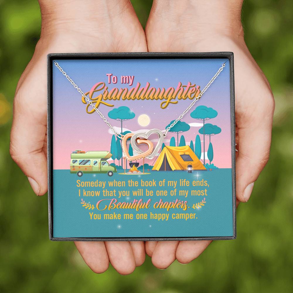 To My Granddaughter Someday When The Book Of My Life Ends Camping Interlocking Hearts Pendant Necklace