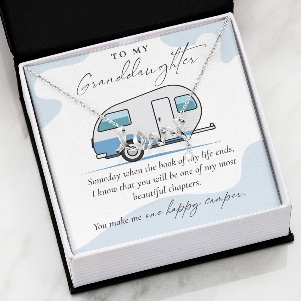 Camping to My Granddaughter Someday When the Book of My Life Ends Scripted Love Pendant Necklace Camping to My Granddaughter Someday When the Book of My Life Ends Scripted Love Pendant Necklace