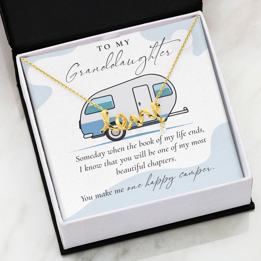 Camping to My Granddaughter Someday When the Book of My Life Ends Scripted Love Pendant Necklace Camping to My Granddaughter Someday When the Book of My Life Ends Scripted Love Pendant Necklace