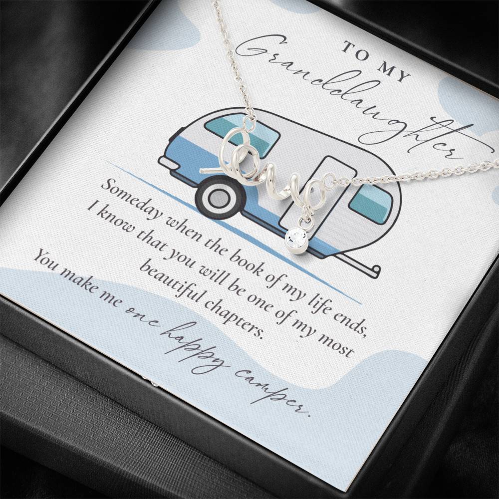 Camping to My Granddaughter Someday When the Book of My Life Ends Scripted Love Pendant Necklace Camping to My Granddaughter Someday When the Book of My Life Ends Scripted Love Pendant Necklace