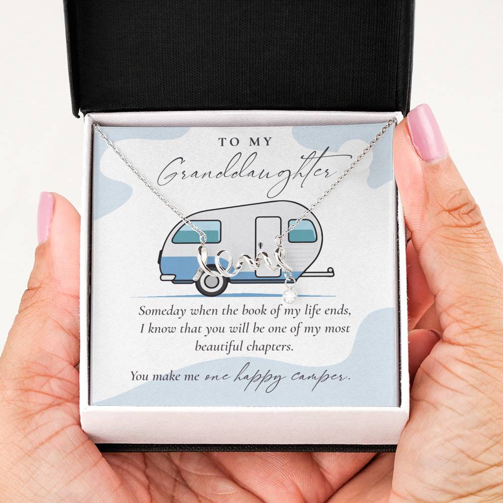 Camping to My Granddaughter Someday When the Book of My Life Ends Scripted Love Pendant Necklace Camping to My Granddaughter Someday When the Book of My Life Ends Scripted Love Pendant Necklace