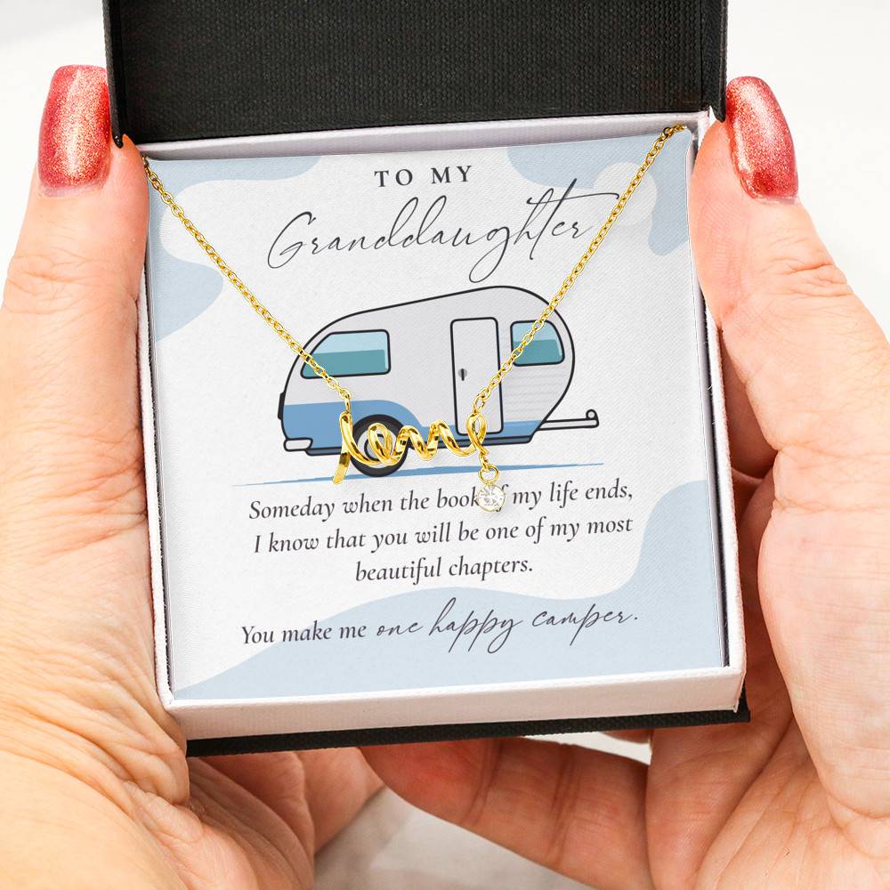 Camping to My Granddaughter Someday When the Book of My Life Ends Scripted Love Pendant Necklace Camping to My Granddaughter Someday When the Book of My Life Ends Scripted Love Pendant Necklace
