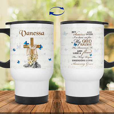 14 oz. White Travel Mug