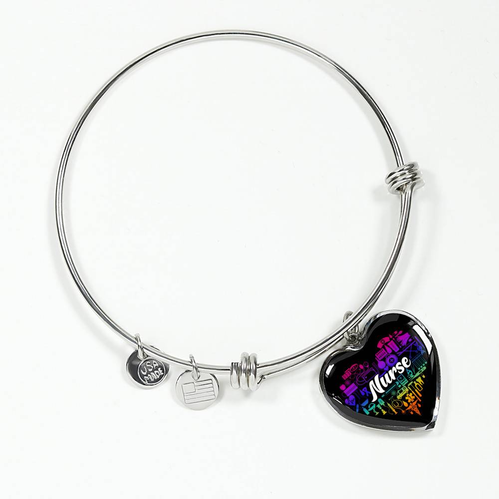Rainbow Nurse Heart Proud Nurse Heart Pendant Necklace