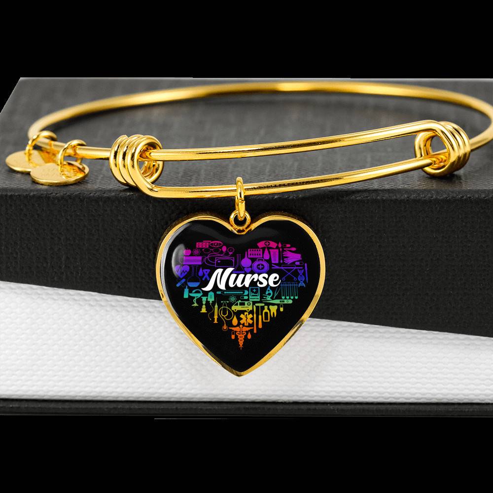 Rainbow Nurse Heart Proud Nurse Heart Pendant Necklace