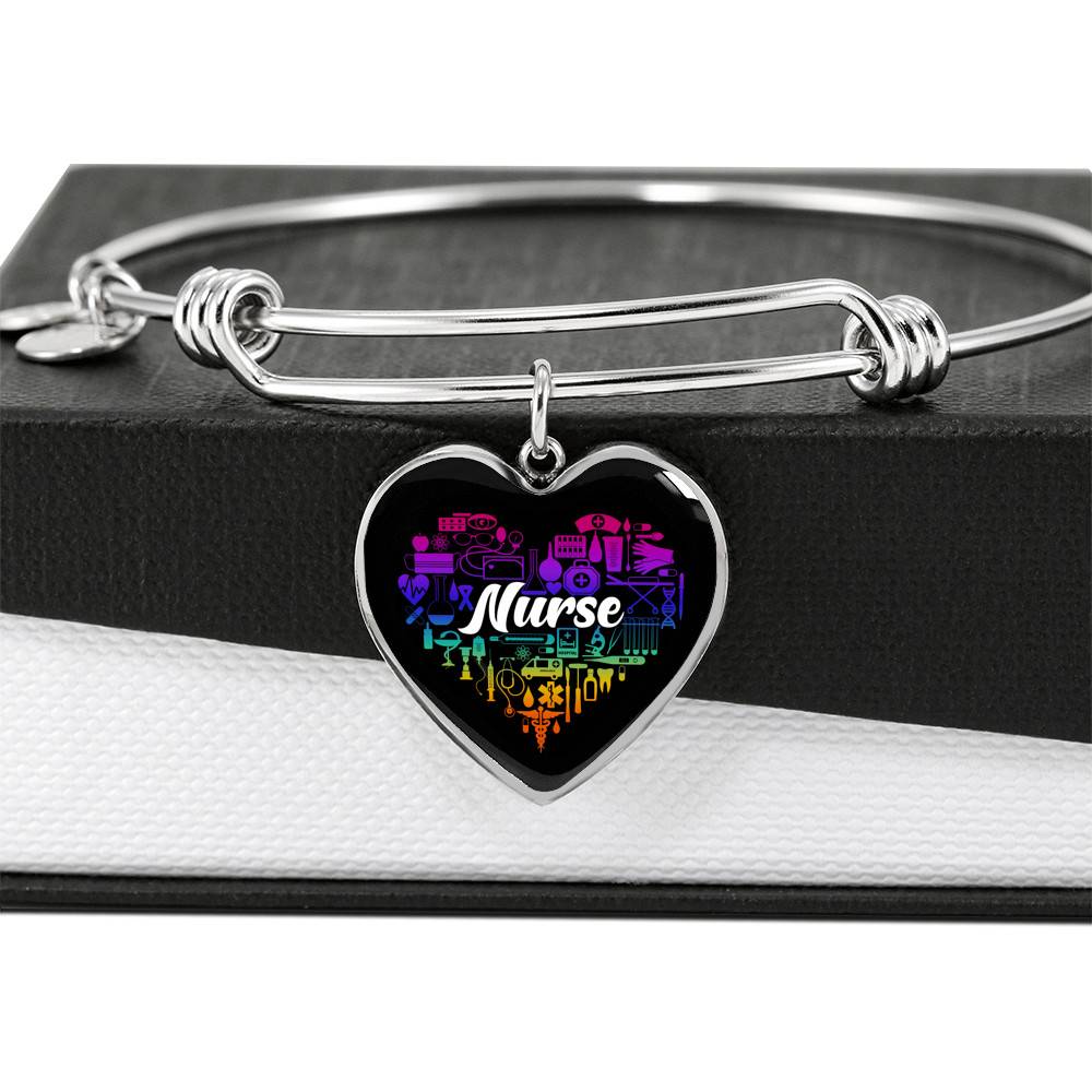 Rainbow Nurse Heart Proud Nurse Heart Pendant Necklace