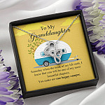 To My Granddaughter I Know You Make Me One Happy Camper Double Hearts Necklace