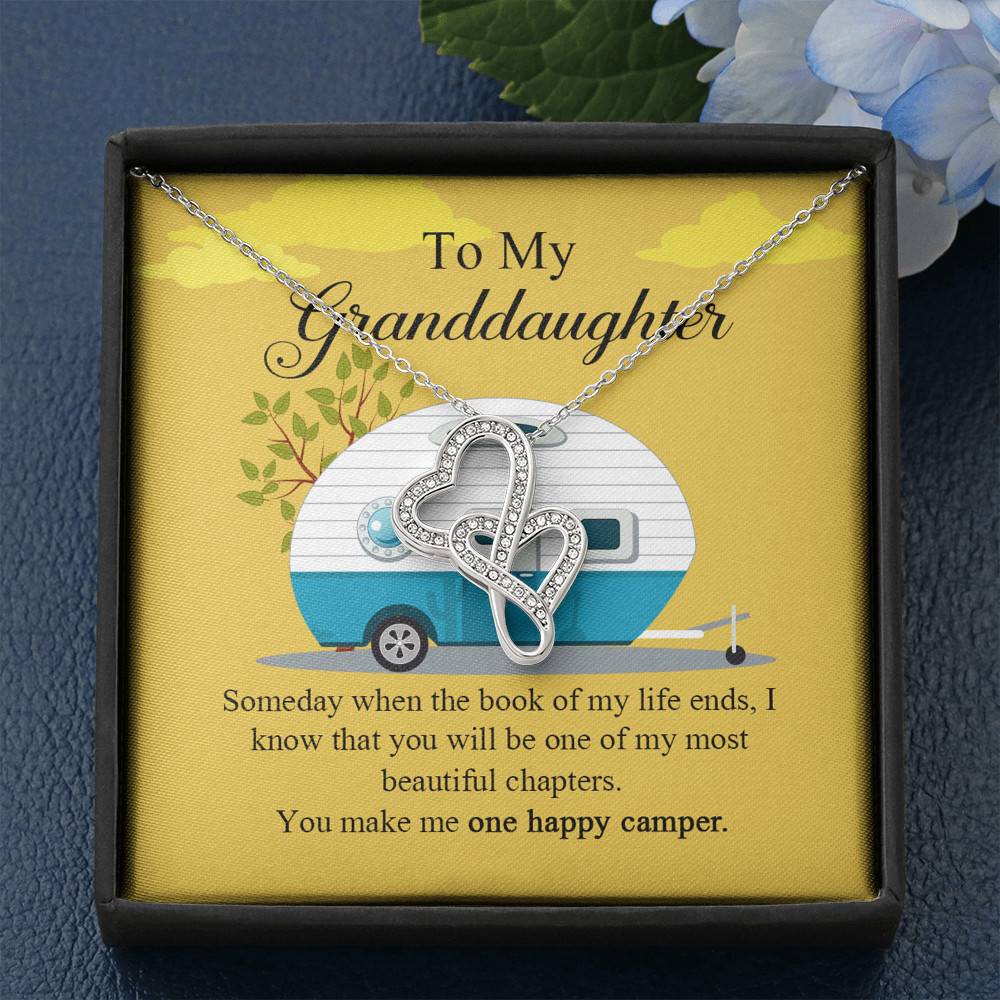 To My Granddaughter I Know You Make Me One Happy Camper Double Hearts Necklace