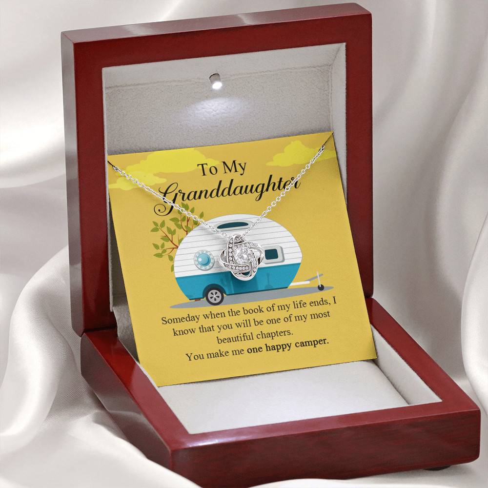 To My Granddaughter I Know You Make Me One Happy Camper Love Knot Necklace