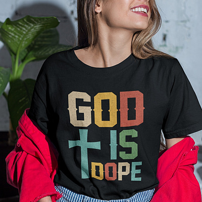 Alternative view of God Is Dope Retro Vintage T-Shirt - Jesus Is Dope T-Shirt