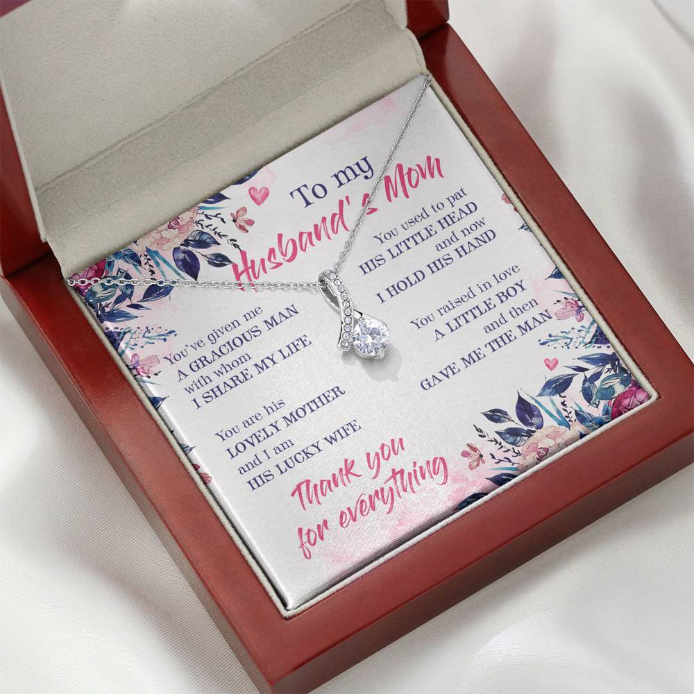 To My Husband's Mom Thank You For Everything Alluring Beauty Pendant Necklace- Jewelry Gift For Mother In Law