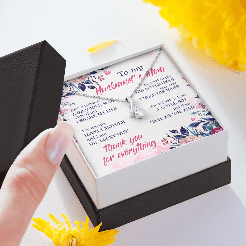 To My Husband's Mom Thank You For Everything Alluring Beauty Pendant Necklace- Jewelry Gift For Mother In Law