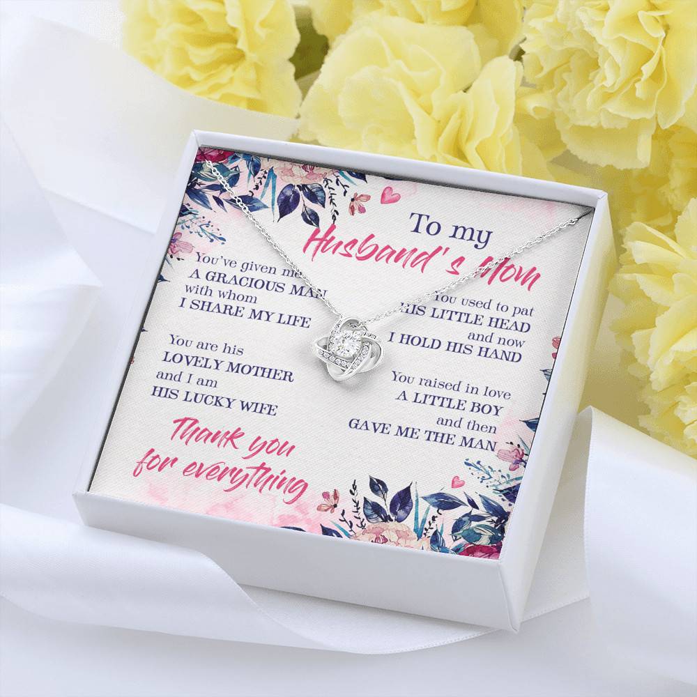 To My Husband's Mom Thank You For Everything Love Knot Necklace - Jewelry Gift For Mother In Law
