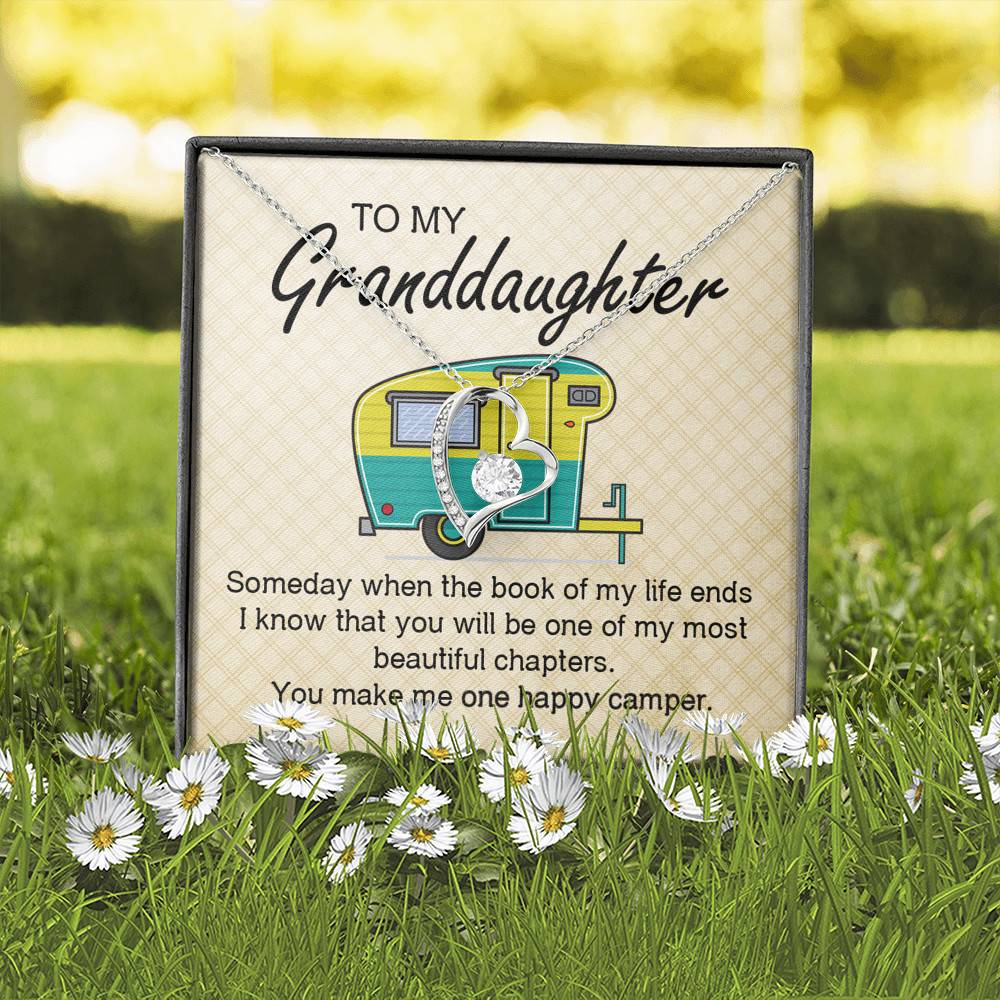 Camping To My Granddaughter Someday When The Book Of My Life Ends Camper Vans Forever Love Heart Necklace
