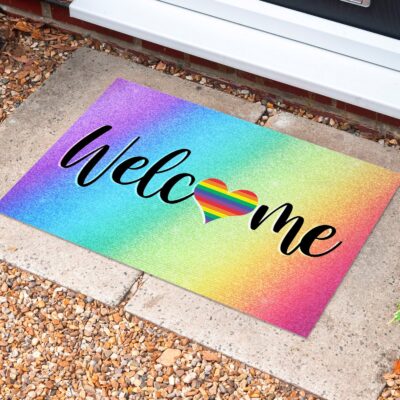 Welcome Gay Pride Rainbow Doormat - Outdoor Indoor Doormat