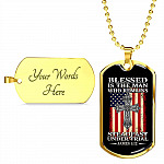 Blessed Is the Man Who Remains Steadfast Under Trial American Flag Cross Dog Tag Pendant Necklace