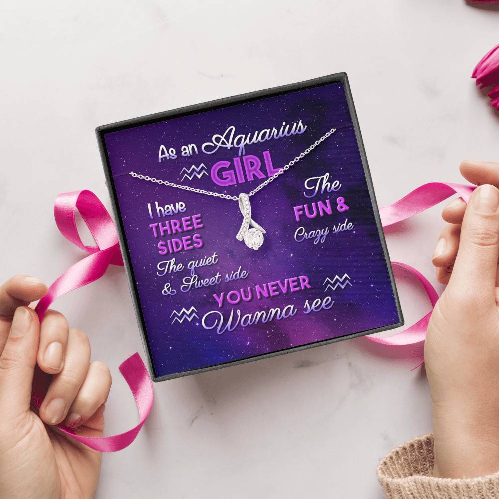 As an Aquarius Girl I Have Three Sides the Quite and The Sweet Side Alluring Pendant Necklace