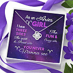 As an Aries Girl I Have Three Sides the Quite and The Sweet Side Love Knot Pendant Necklace