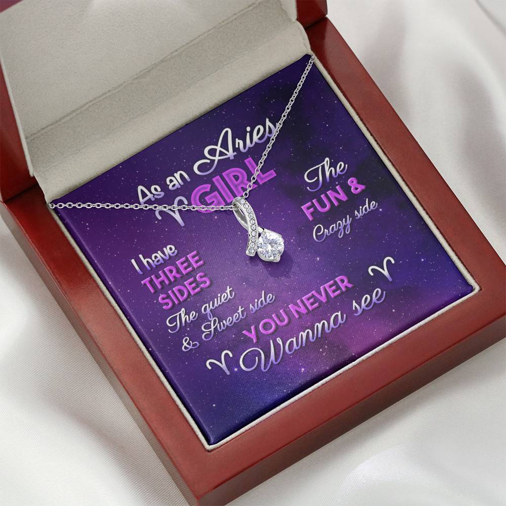 As an Aries Girl I Have Three Sides the Quite and The Sweet Side Alluring Pendant Necklace
