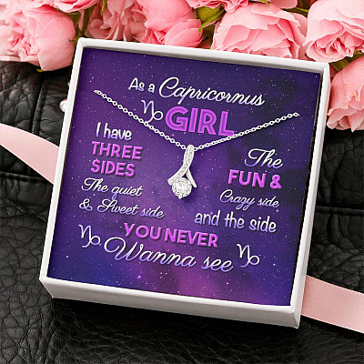 As a Capricornus Girl I Have Three Sides the Quite and The Sweet Side Alluring Pendant Necklace